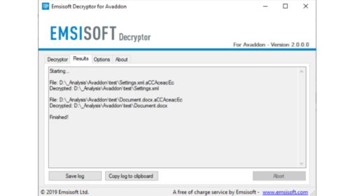 Emsisoft Decryptor for Avaddon