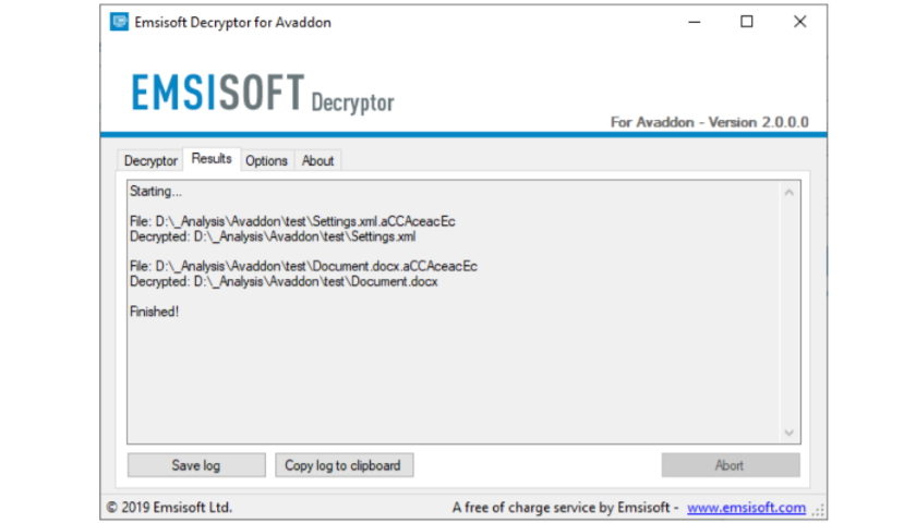 Emsisoft Decryptor for Avaddon