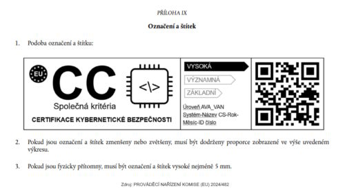 Evropské certifikace ICT produktů štítek