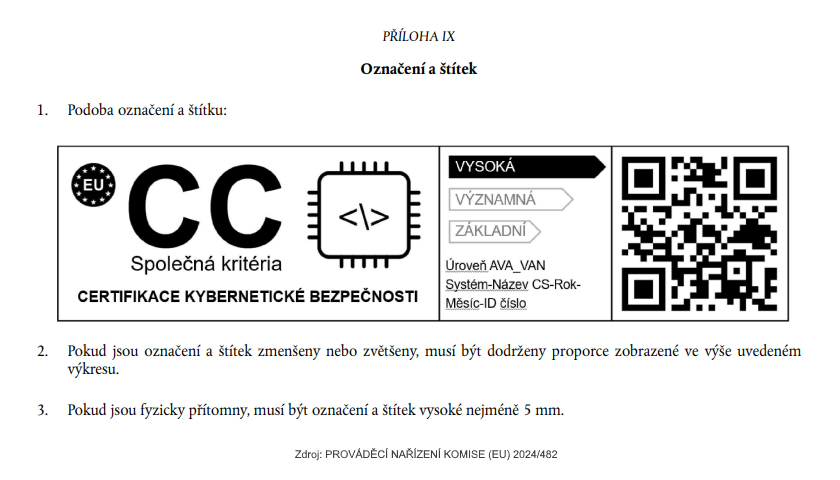 Evropské certifikace ICT produktů štítek