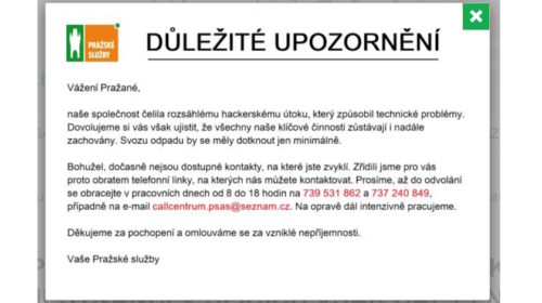 Pražské služby po útoku hackerů postihl výpadek některých systémů